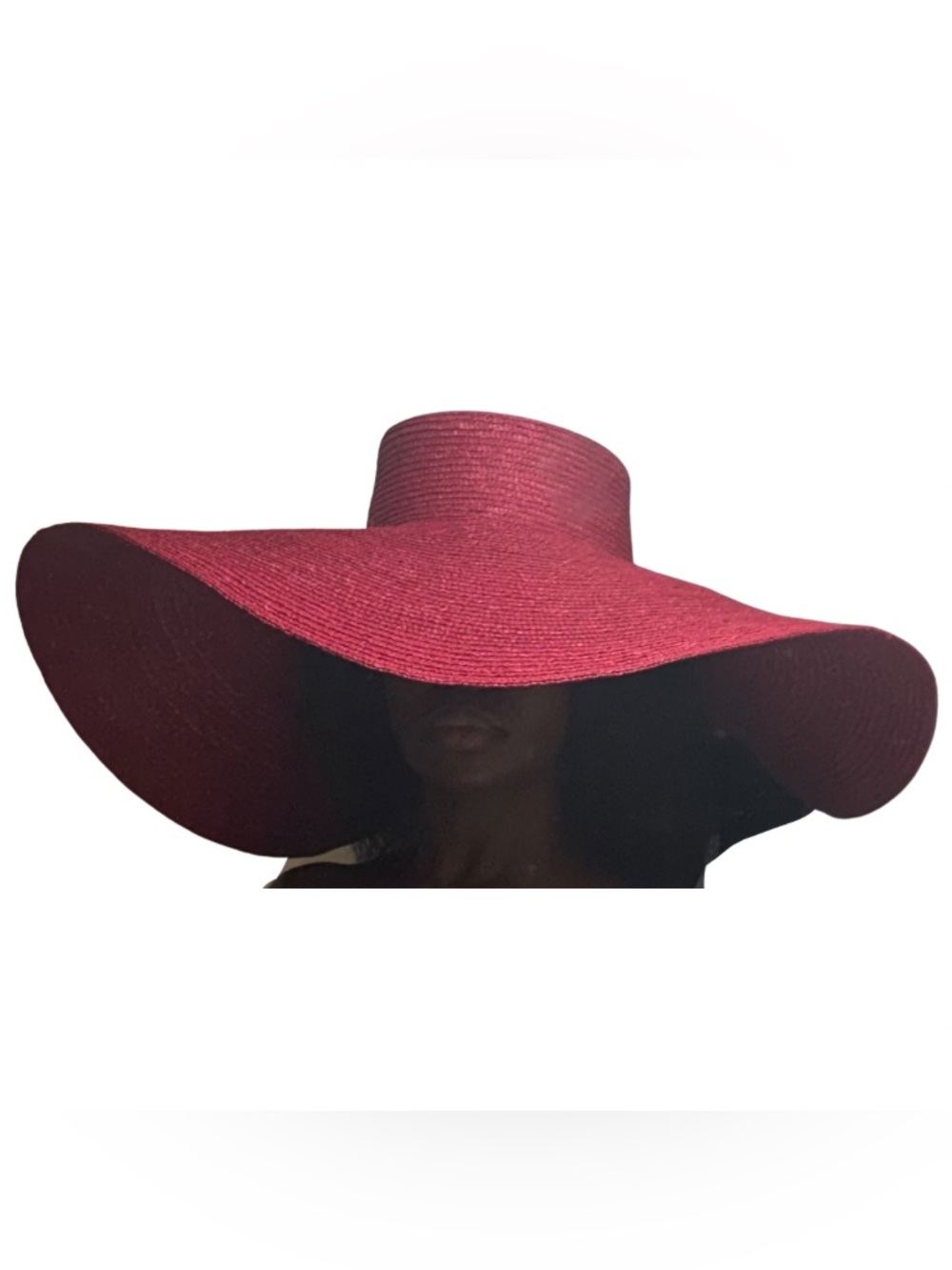 Wide Brim Red Straw Sun Hat
